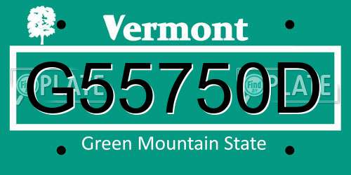 G55750D Vermont License Plate