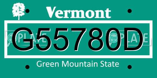 G55780D Vermont License Plate