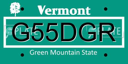 G55DGR Vermont License Plate