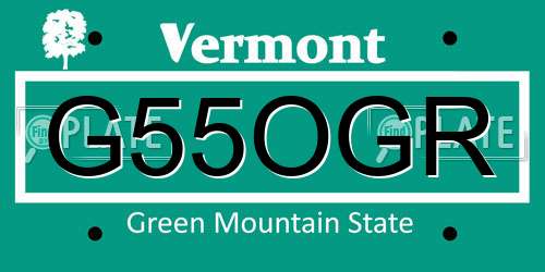 G55OGR Vermont License Plate