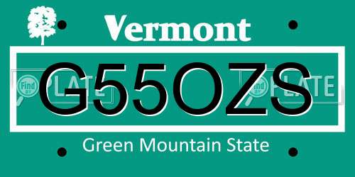 G55OZS Vermont License Plate