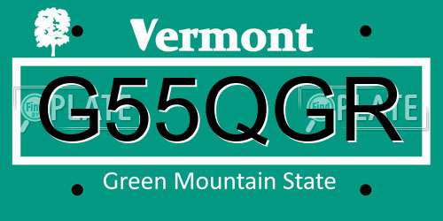 G55QGR Vermont License Plate