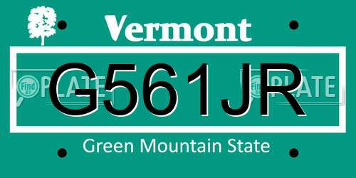 G561JR Vermont License Plate