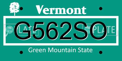 G562SO Vermont License Plate