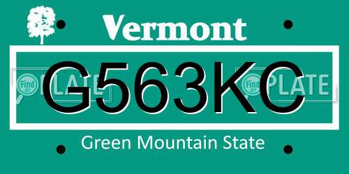 G563KC Vermont License Plate
