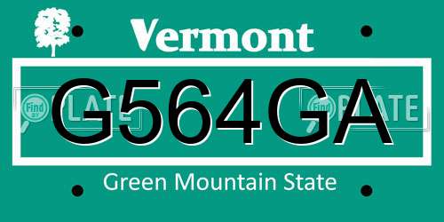 G564GA Vermont License Plate