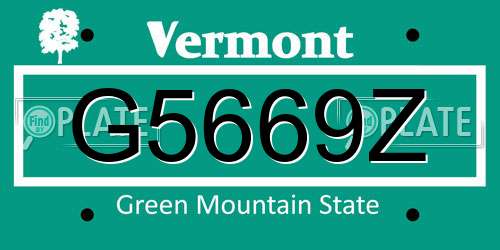 G5669Z Vermont License Plate