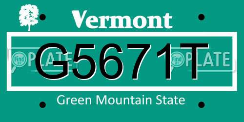 G5671T Vermont License Plate