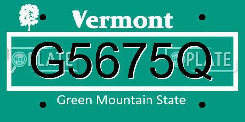 G5675Q Vermont License Plate