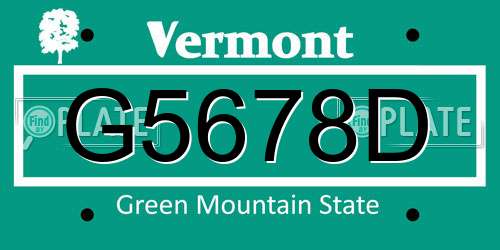 G5678D Vermont License Plate