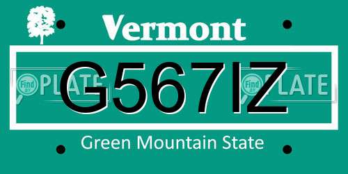 G567IZ Vermont License Plate