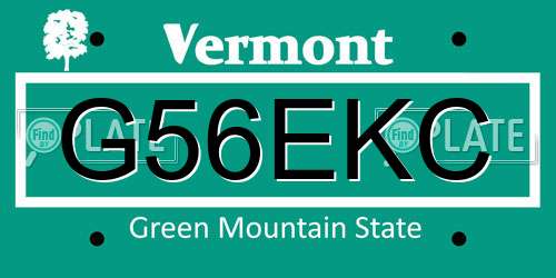 G56EKC Vermont License Plate