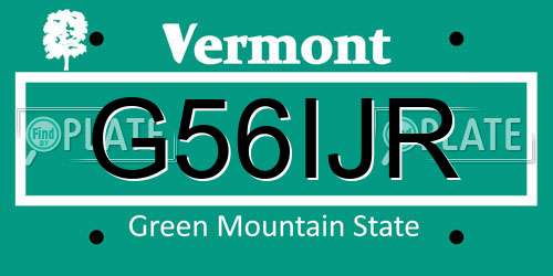 G56IJR Vermont License Plate