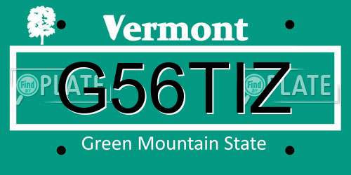 G56TIZ Vermont License Plate