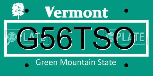 G56TSO Vermont License Plate