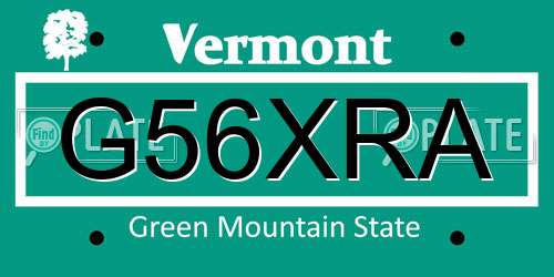 G56XRA Vermont License Plate