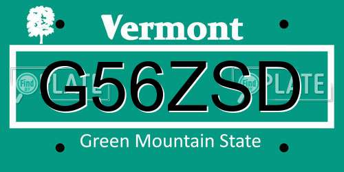 G56ZSD Vermont License Plate