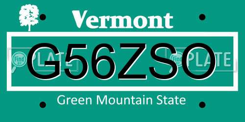 G56ZSO Vermont License Plate