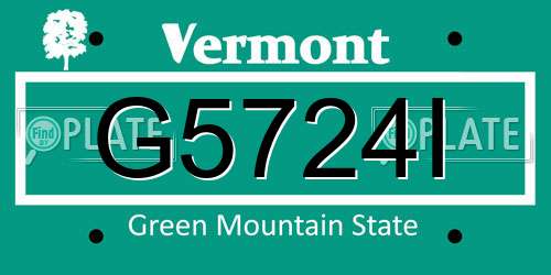 G5724I Vermont License Plate