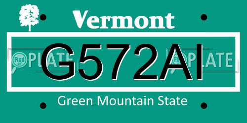 G572AI Vermont License Plate