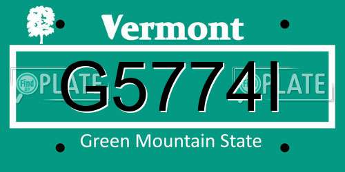 G5774I Vermont License Plate
