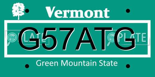 G57ATG Vermont License Plate
