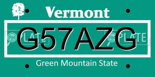 G57AZG Vermont License Plate