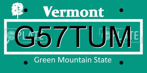 G57TUM Vermont License Plate