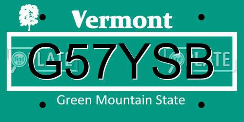 G57YSB Vermont License Plate