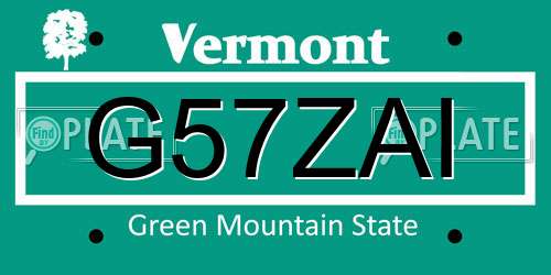G57ZAI Vermont License Plate
