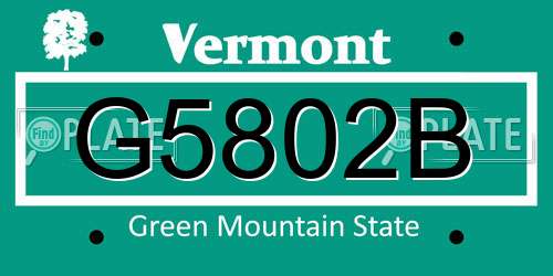 G5802B Vermont License Plate