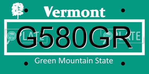 G580GR Vermont License Plate