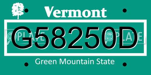 G58250D Vermont License Plate