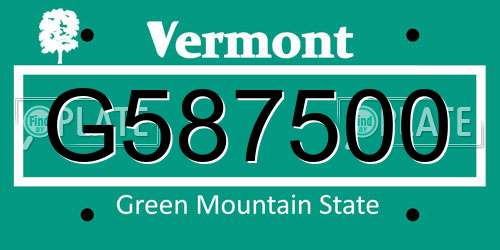 G587500 Vermont License Plate
