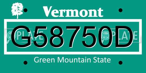 G58750D Vermont License Plate