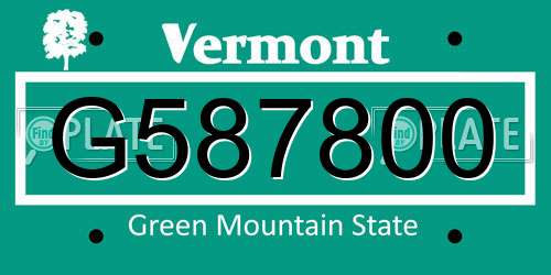 G587800 Vermont License Plate