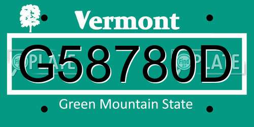 G58780D Vermont License Plate