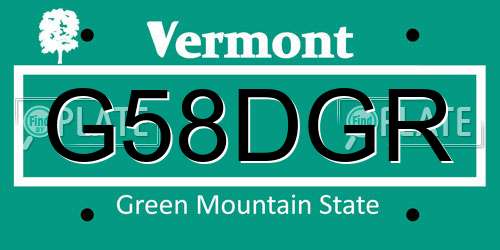 G58DGR Vermont License Plate