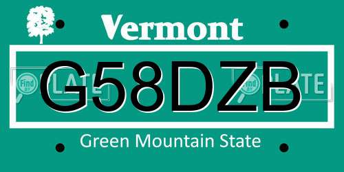 G58DZB Vermont License Plate
