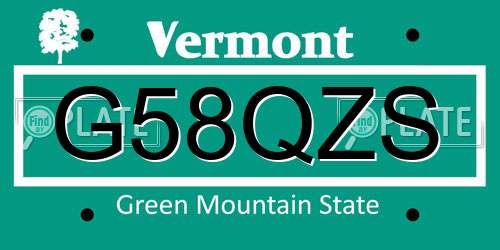 G58QZS Vermont License Plate
