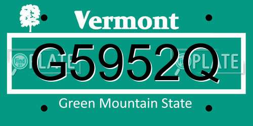 G5952Q Vermont License Plate