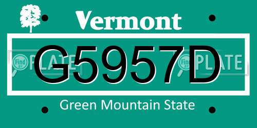 G5957D Vermont License Plate