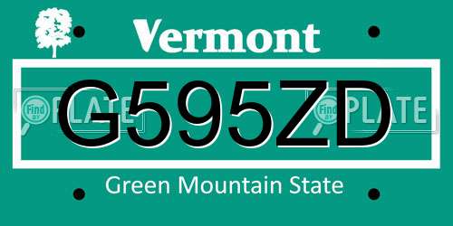 G595ZD Vermont License Plate