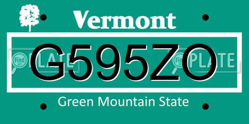 G595ZO Vermont License Plate