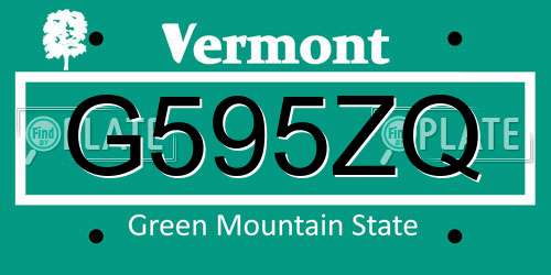 G595ZQ Vermont License Plate