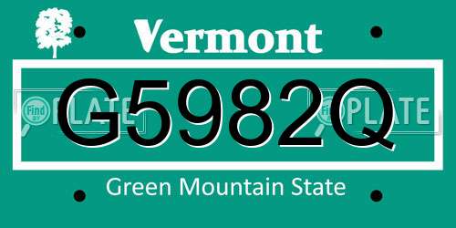 G5982Q Vermont License Plate