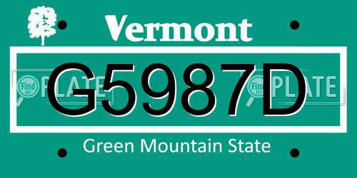 G5987D Vermont License Plate