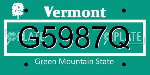 G5987Q Vermont License Plate