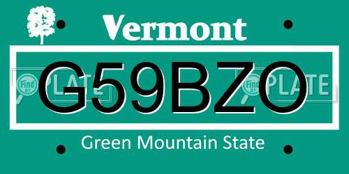 G59BZO Vermont License Plate