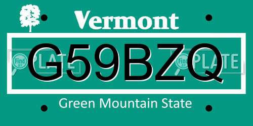 G59BZQ Vermont License Plate